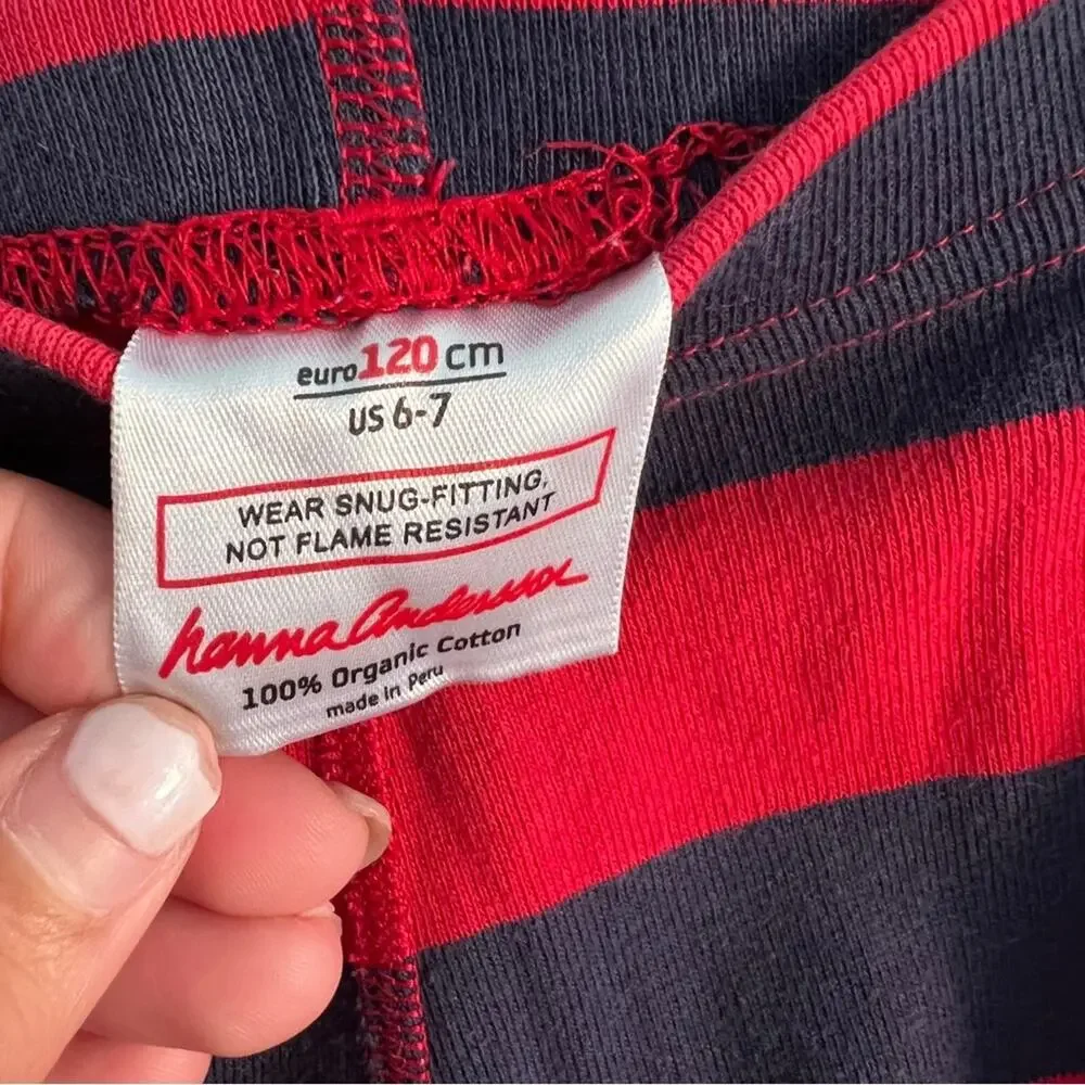 Hanna Andersson kids pajama pants Size 6 7 Christmas holiday stripe leggings
